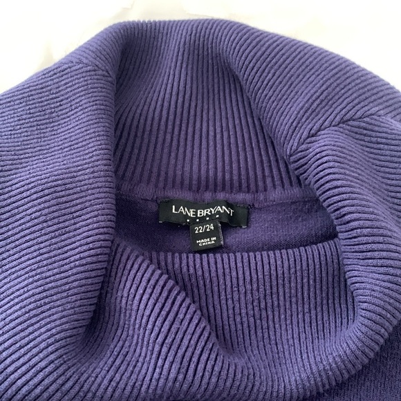 Lane Bryant Purple Long Sleeve Cowl-Neck Sweater. Side Ruching.  Size 22/24. - Picture 6 of 10
